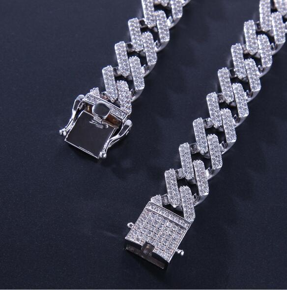 14mm Cubic Zircon Prong Cubans Link Necklace Gold Silver Plated Luxury Copper Micro Paved CZ Cuban Chain 16/18/20/22/24inch