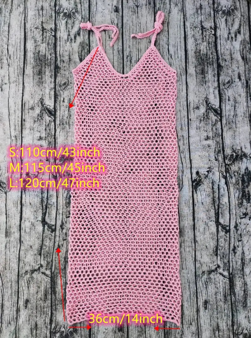4 Color Summer Sleeveless Crochet Beach Dress - HCDSHOP