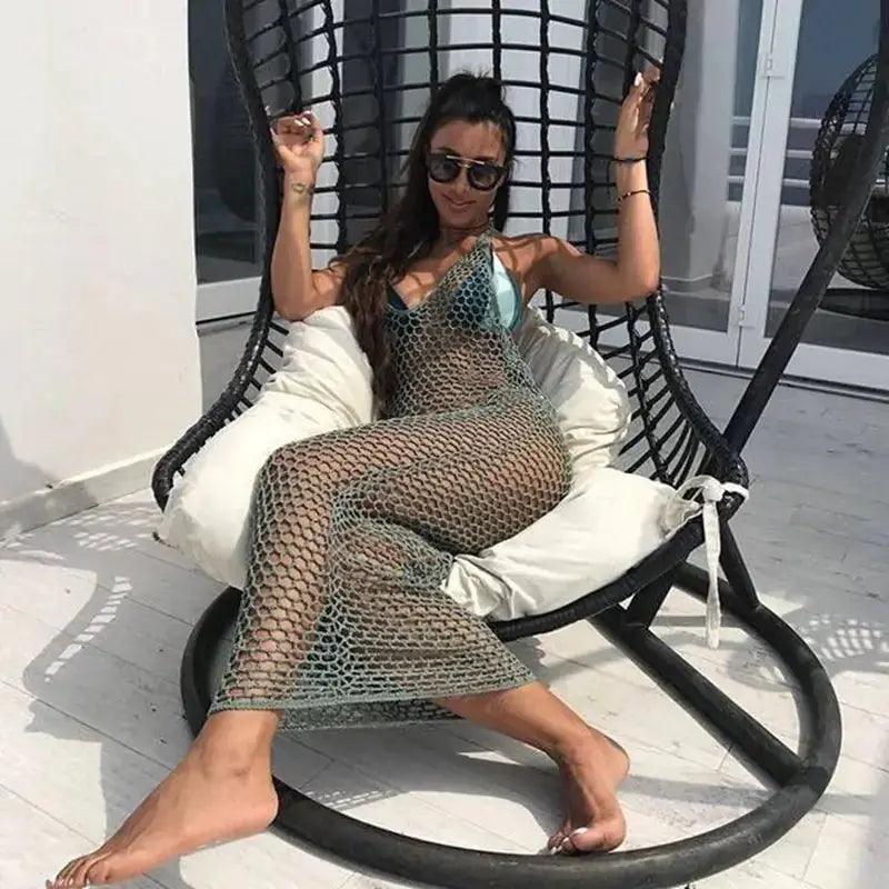 4 Color Summer Sleeveless Crochet Beach Dress - HCDSHOP