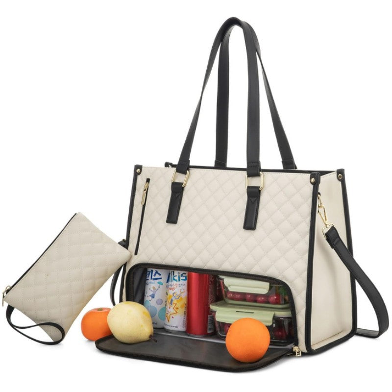 2-in-1 Travel Tote: Laptop & Insulated Lunch Bag. Ideal for Business, Work, Nursing, Office, College, Casual Use