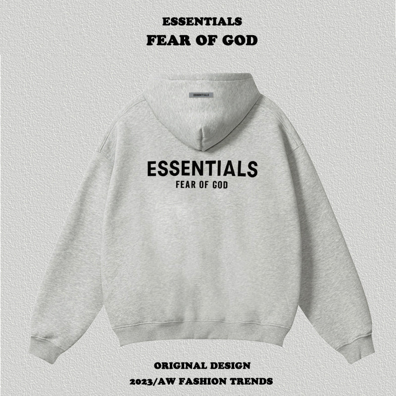 Essentials Letter Flocking Hoodie