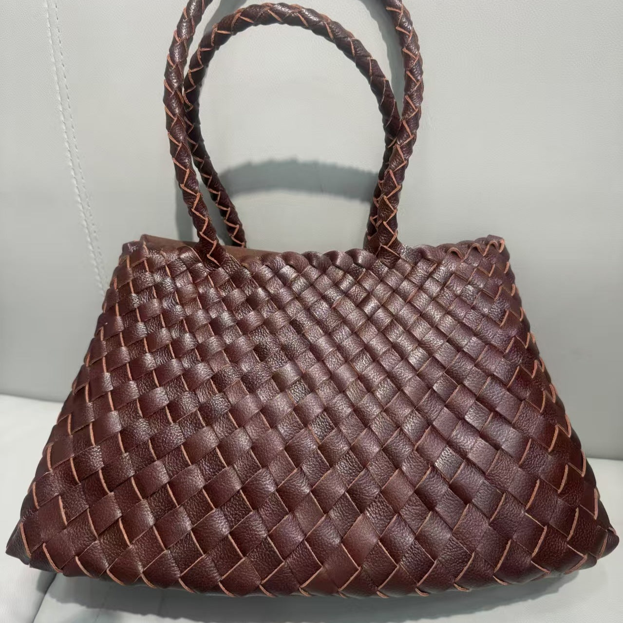 Trendy Retro Large Capacity Handbag Pure Handmade Woven Maternity Bag Commuter Shoulder Tote Bag