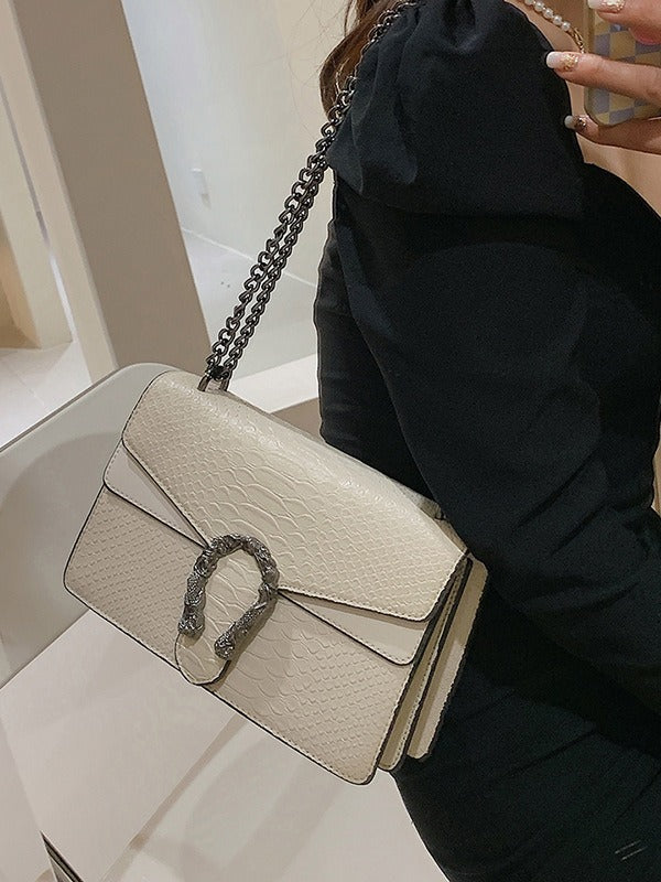 Snake Pattern Bag for Women 2025 New Model European and American Fashion Versatile Chain Shoulder Bag Crossbody Small Square Bag