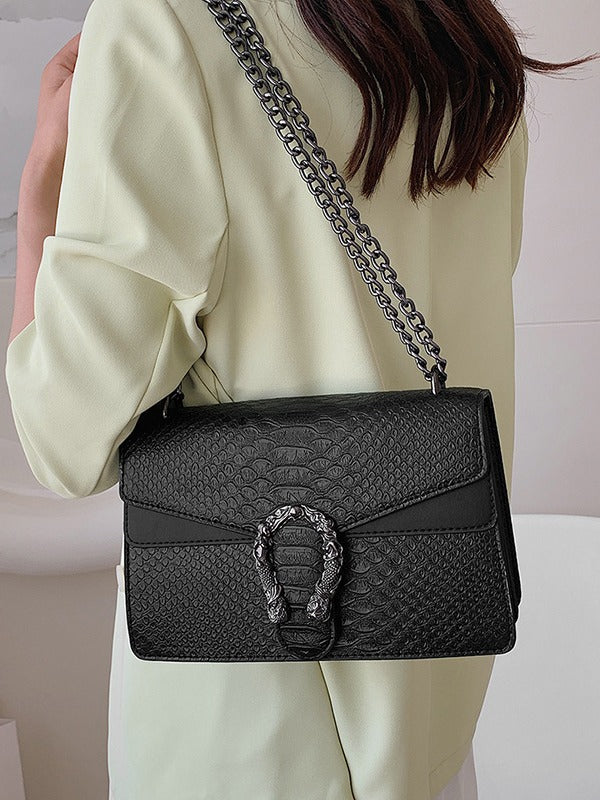 Snake Pattern Bag for Women 2025 New Model European and American Fashion Versatile Chain Shoulder Bag Crossbody Small Square Bag